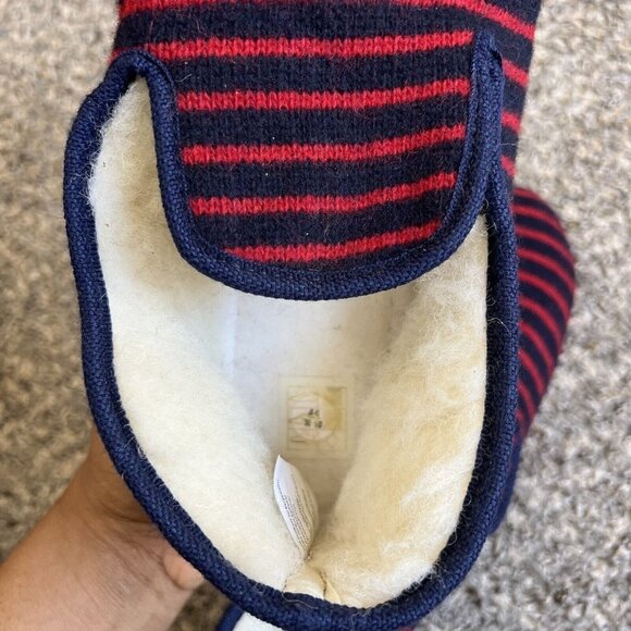 ARMOR LUX Men’s Hand Made WOOL SLIPPERS Red Blue Striped  Size 10 - Picture 5 of 6